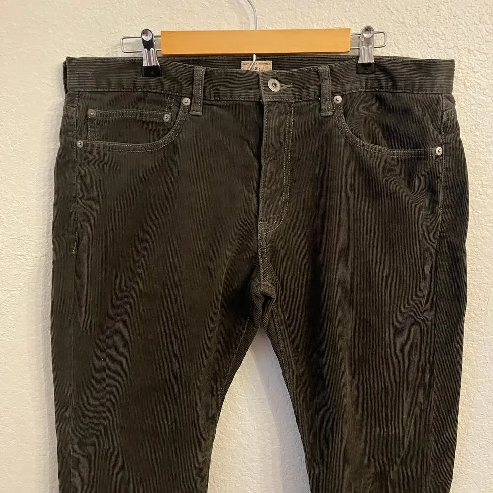 J Crew 484 Slim Fit Corduroy‎ Pants Mens 36x31 Cords Jeans Gray Cotton Stretch